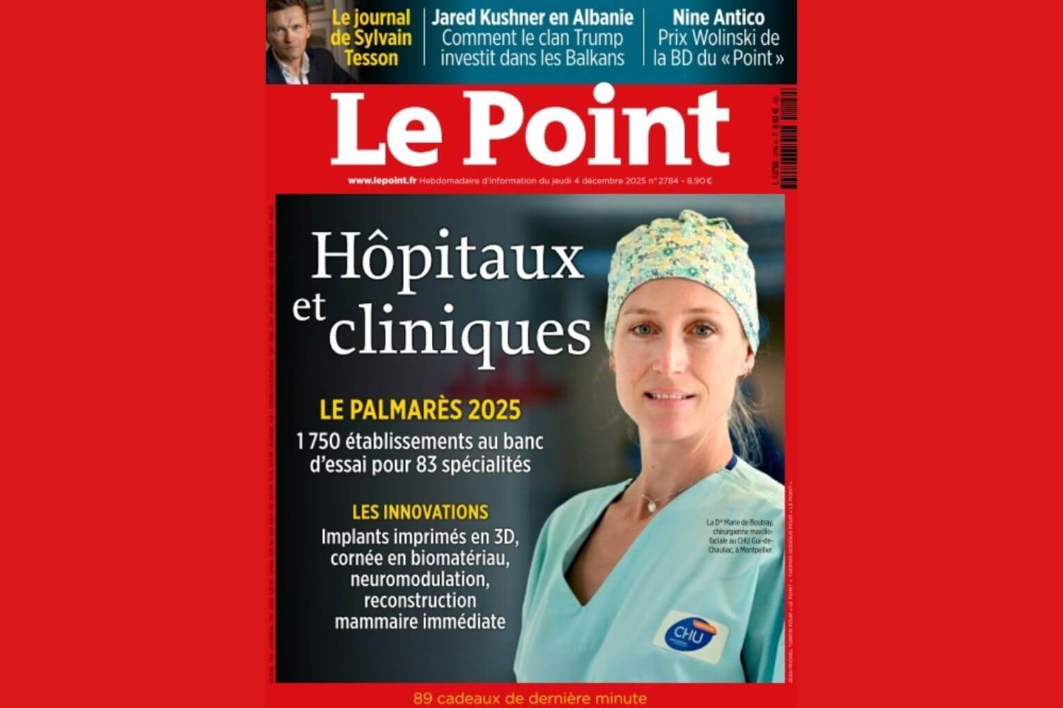 Palmarès Le Point 2025 : Le Centre Hospitalier de Valenciennes, meilleur hôpital général de France.  